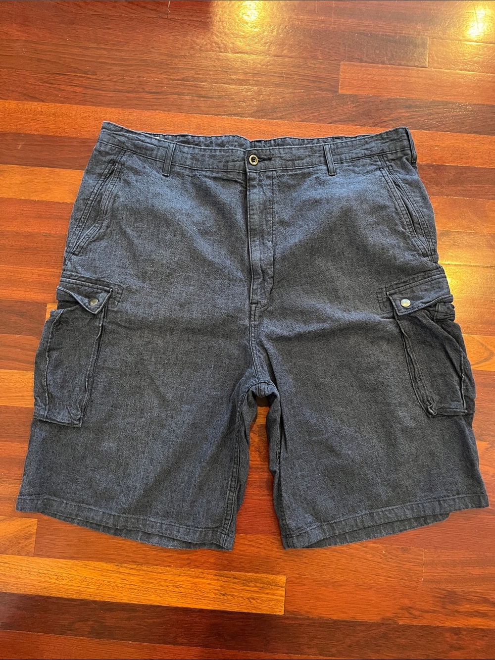 Mens 42 Levi Dark Blue Linen Blend Cargo Shorts